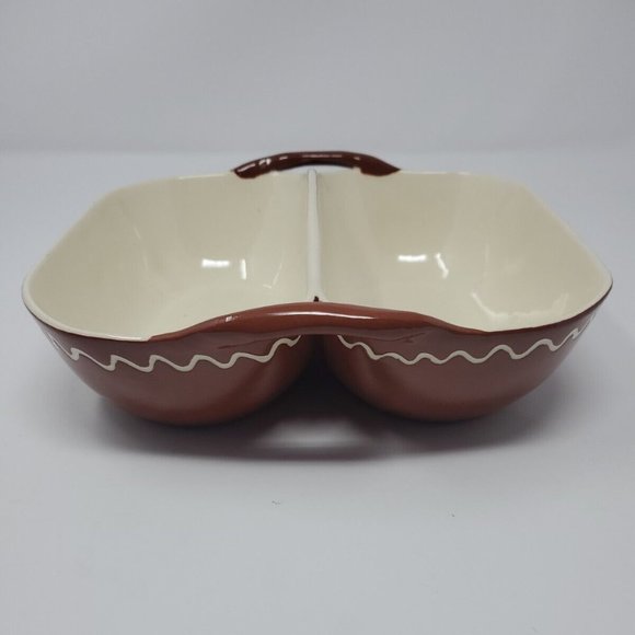 Vintage 1950s Ceramics by Hoffman Divided Serving Dish Bowl No 7 Sprig of Leaf - Picture 3 of 7